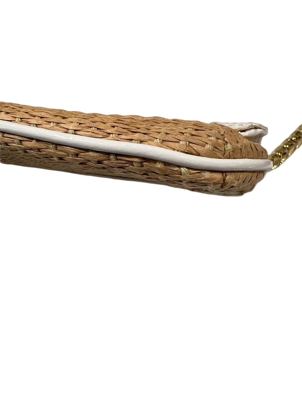 MICHAEL Michael Kors Tan Raffia Shoulder Bag with White Patent Trim - Picture 9 of 12